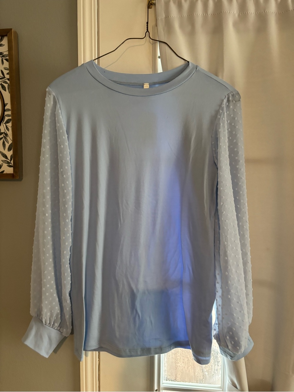 Magic Fit Light Blue Swiss Dot Sleeve Long Sleeve Top